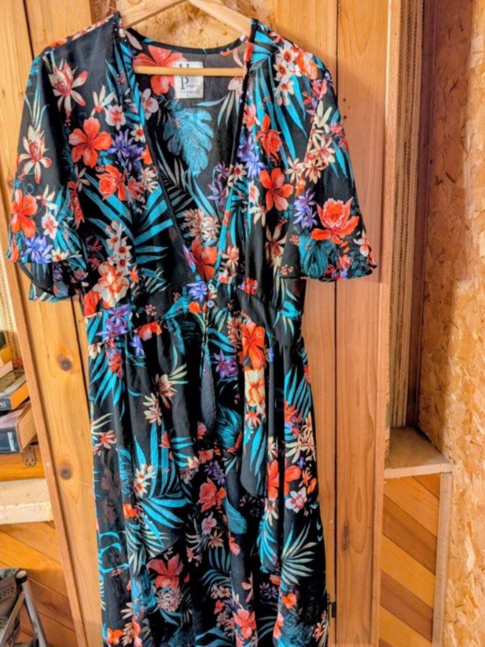 Haute Project Los Angeles Black Floral Duster Size XL